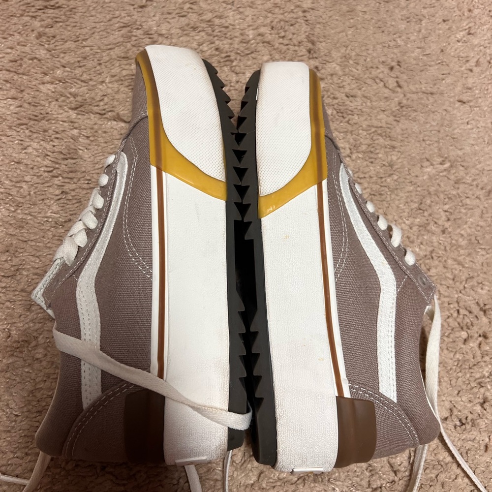 Vans Low-Top Canvas Sneakers in Cream and Brown Accents